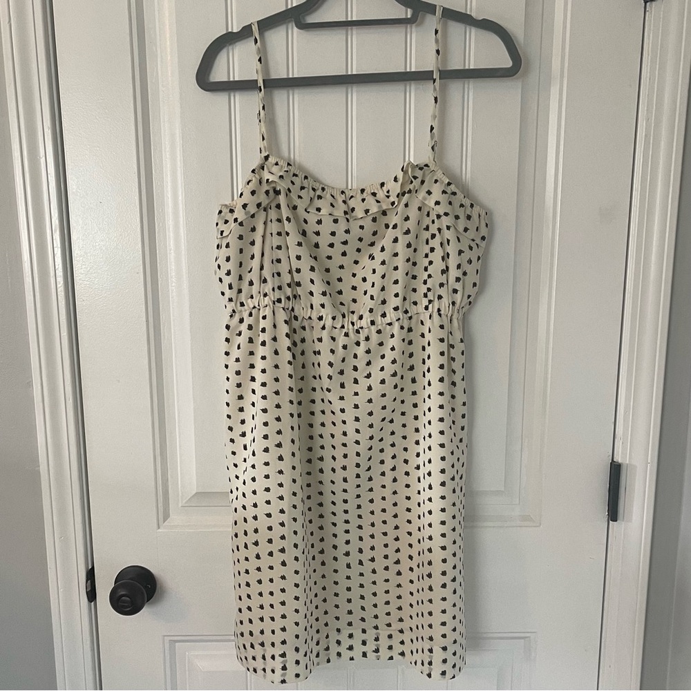 J.CREW Ruffle Trim Spaghetti Strap Polka Dress Size Large